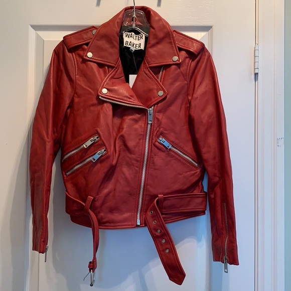 WALTER BAKER Allison Red Leather Jacket - Picture 5 of 9